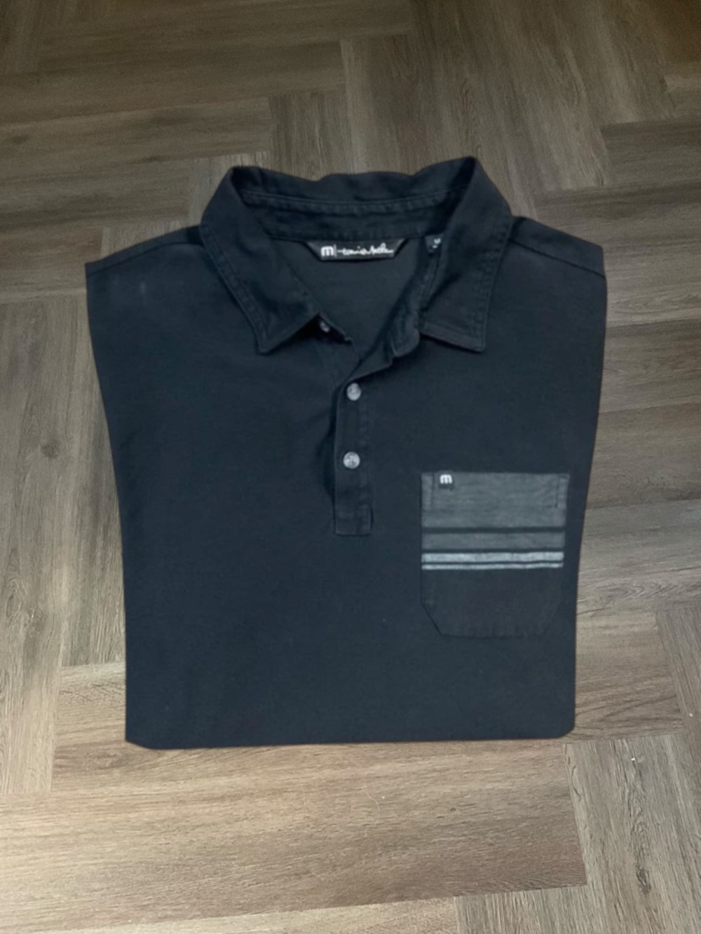 Travis Mathew Modern Fit‎ Performance Pocket Golf Polo Shirt Mens Medium Black